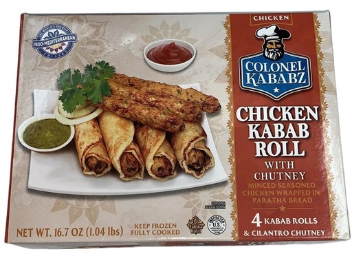 [FR161] COLONEL KABABZ 4PC CHICKEN KABAB ROLL 425GM(8/25)