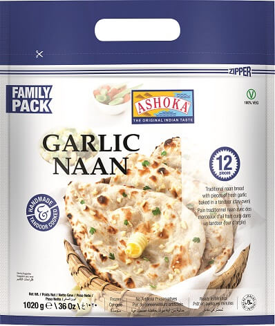 [FR31] ASHOKA 12PC TANDOORI NAAN GARLIC FP 1020GM