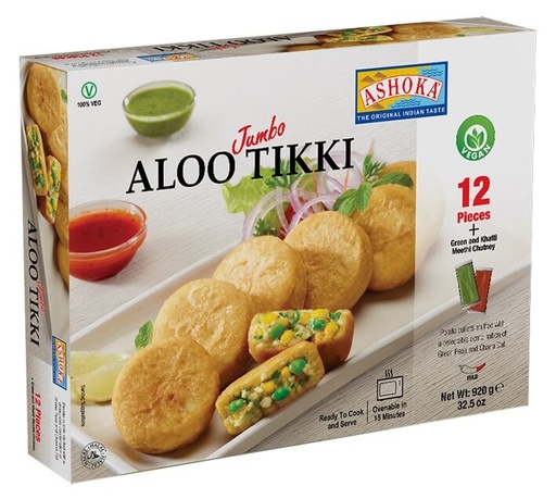 [FR54] ASHOKA 12PC ALOO TIKKI WITH CHUTNEY JUMBO 920GM
