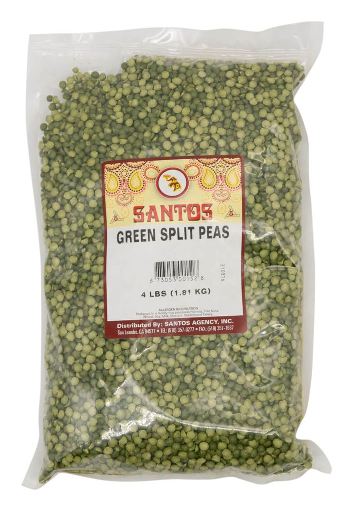 SANTOS GREEN SPLIT PEAS 4LB